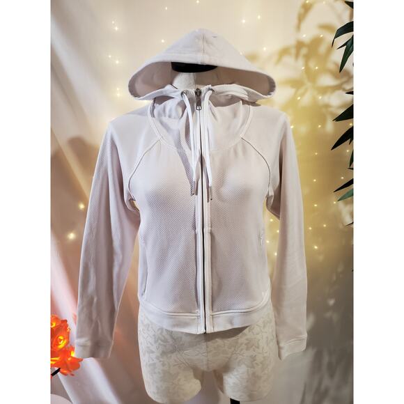 Athleta Swerve Hooded Zip Up Cropped Athletic Jacket Womens Size XS White Active - Picture 1 of 13